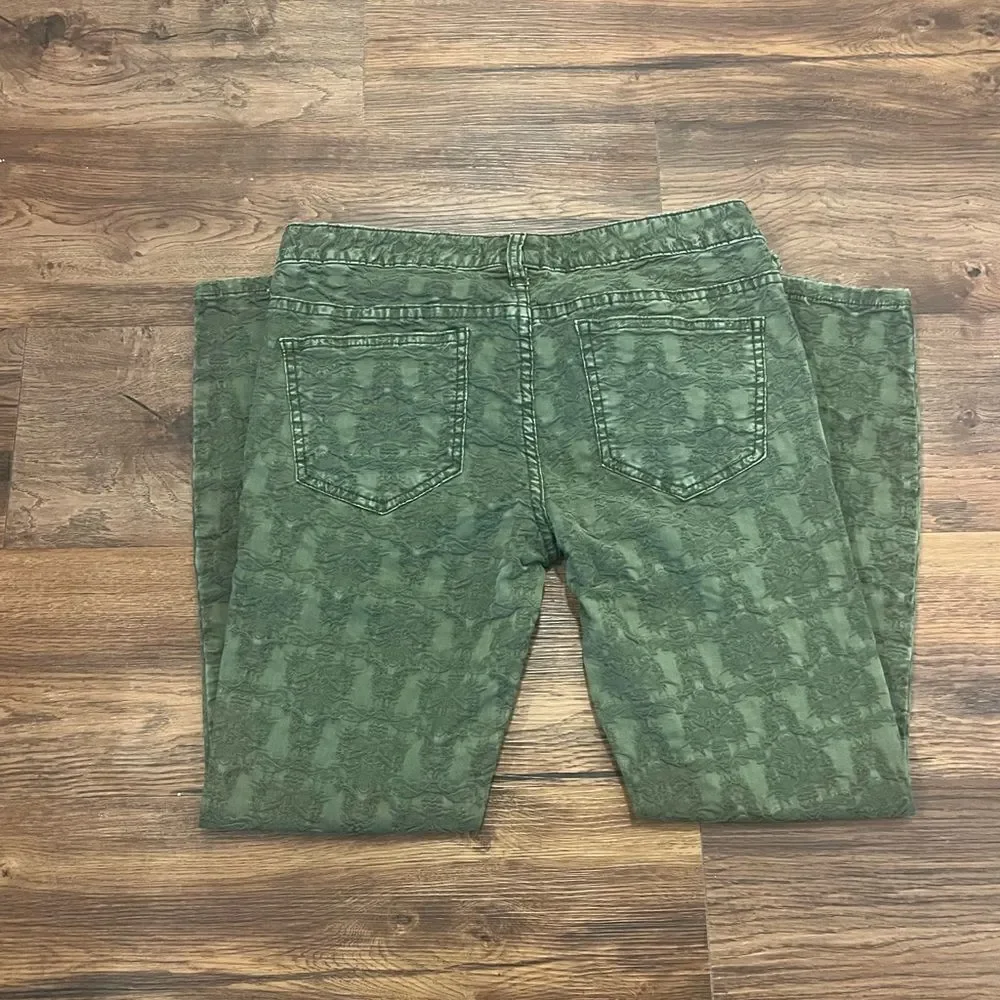 Free People Green Textured Jeans